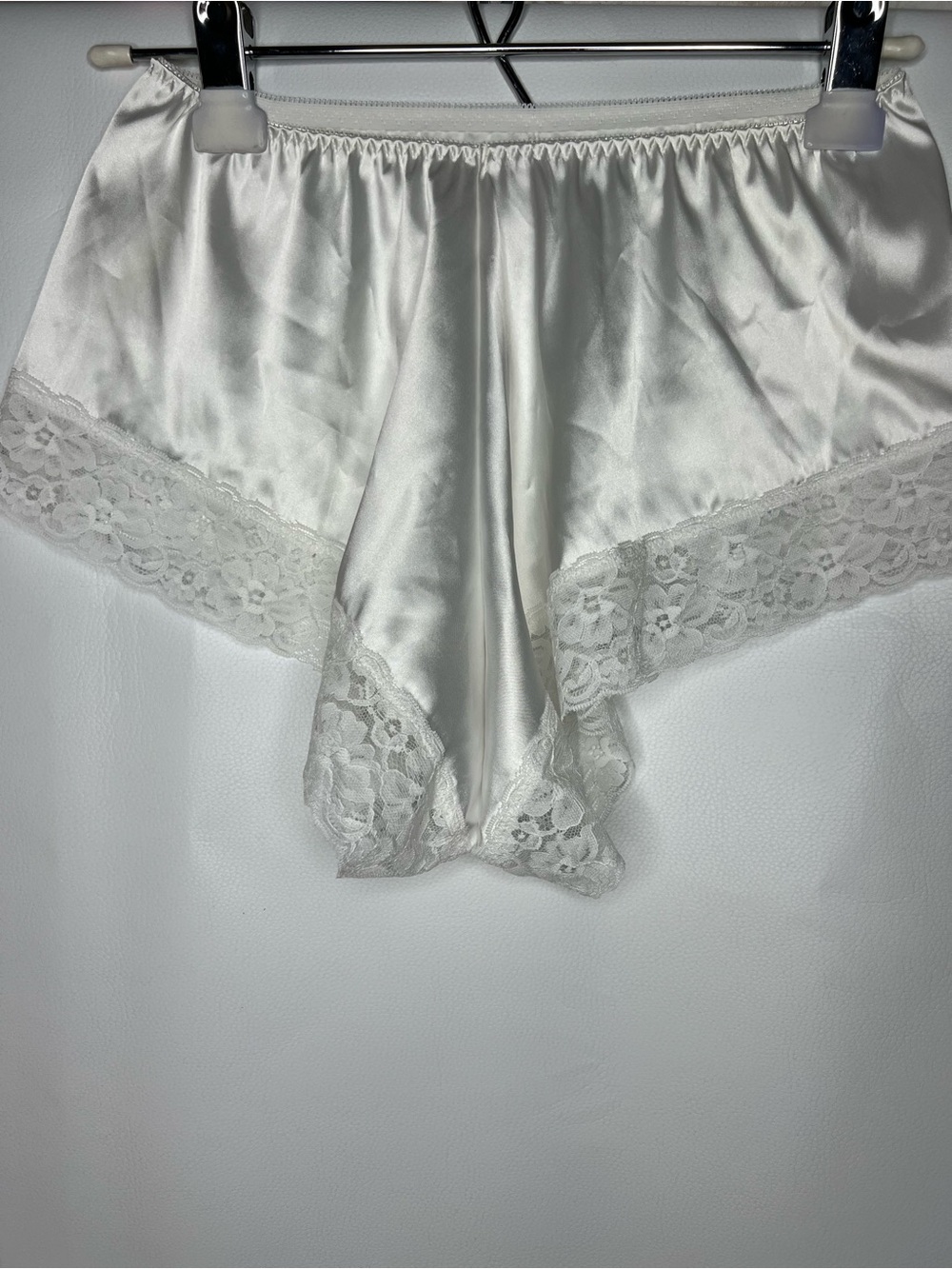 Satin Lace-Trim Sleep Shorts - White